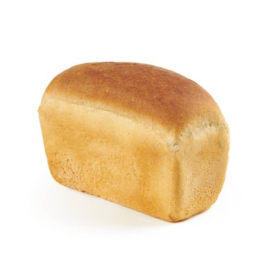 Beyaz arka planda izole edilmiş taze beyaz buğday ekmeği.