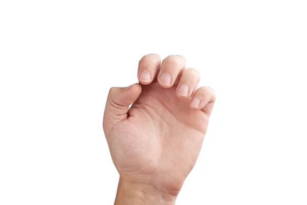 Main de la personne mâle avec de longs ongles. hommes bras besoin de soins des ongles. concept de manucure masculine — Photo