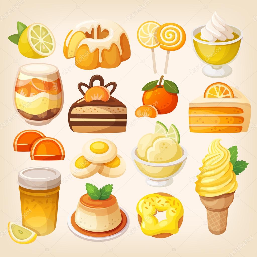 Colorful lemon and orange desserts