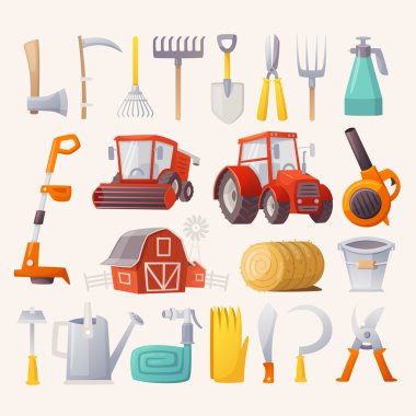 Farming tools and machines clipart