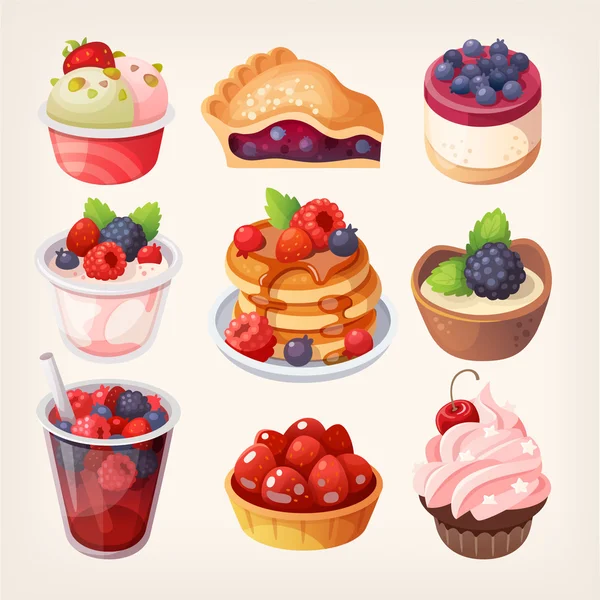 Forest fruit desserts — Stockvector