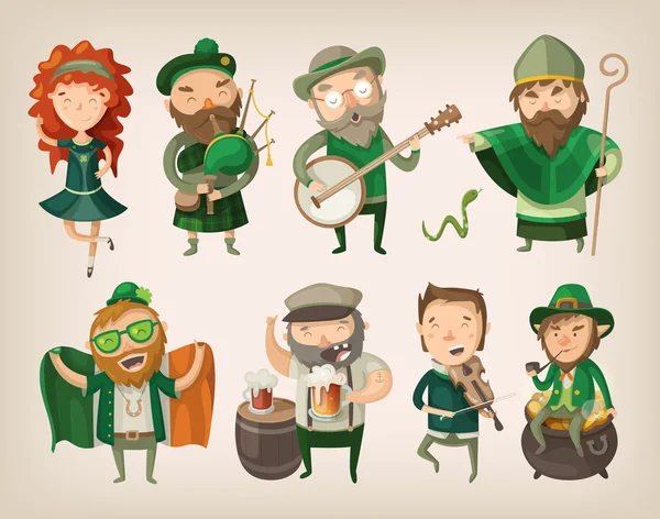 Conjunto de personajes irlandeses . — Archivo Imágenes Vectoriales