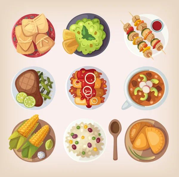 Mexican food icons — Stock Vector