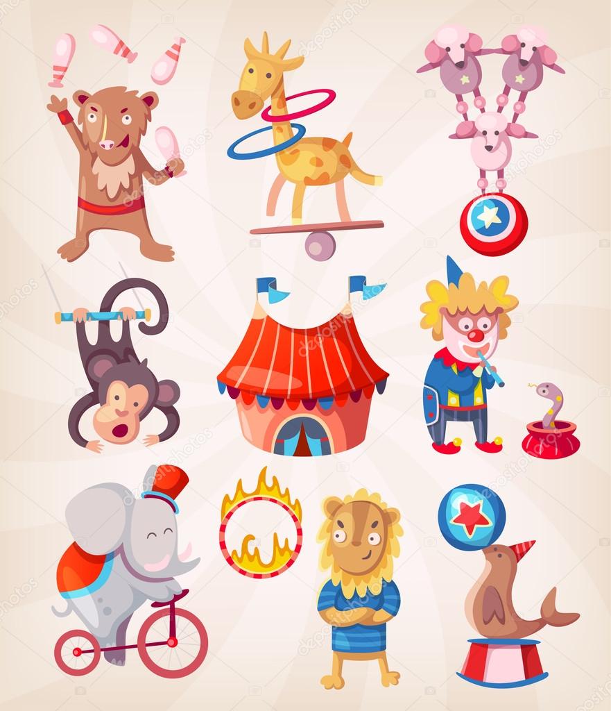 cartoon circus animals