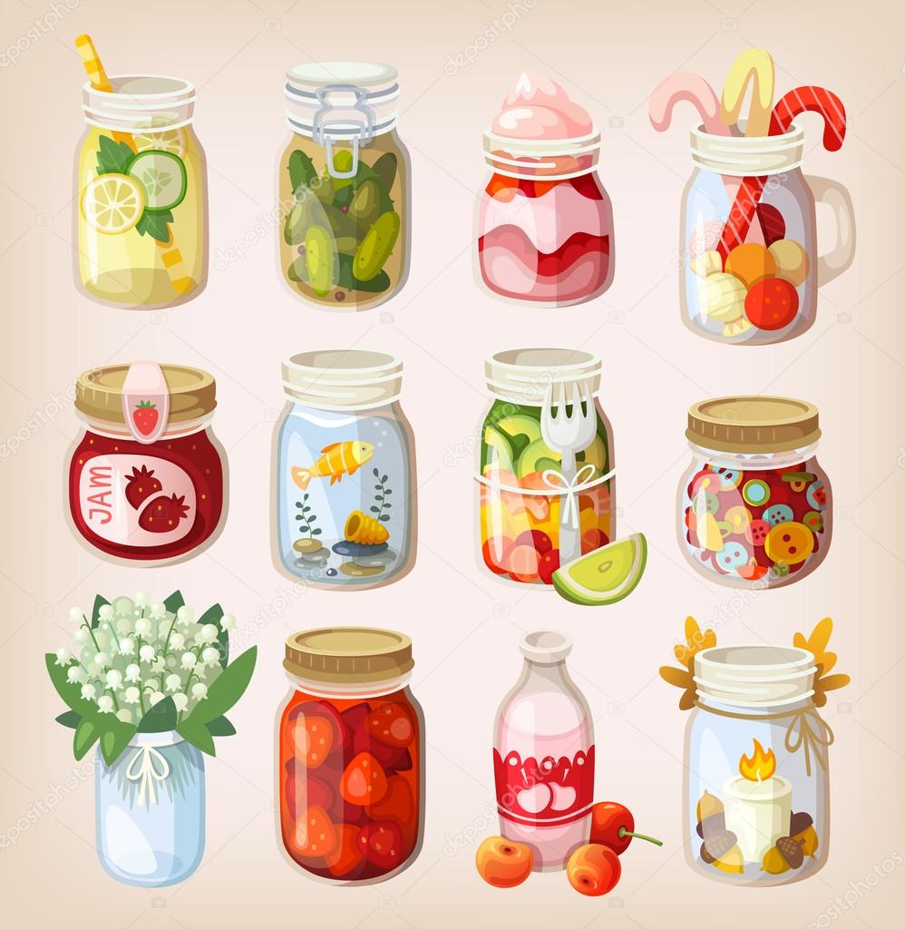 Mason jars with things
