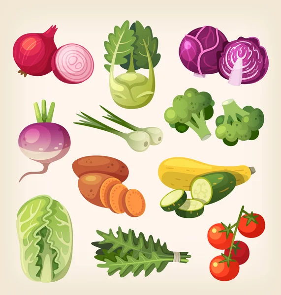 Conjunto de verduras coloridas — Vector de stock