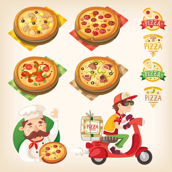 Ensemble de pizza — Image vectorielle