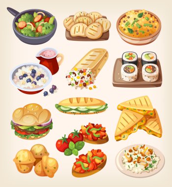 Set of colorful vegetarian food. clipart