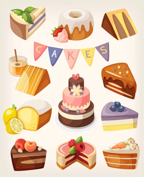 Pasteles y tartas — Vector de stock