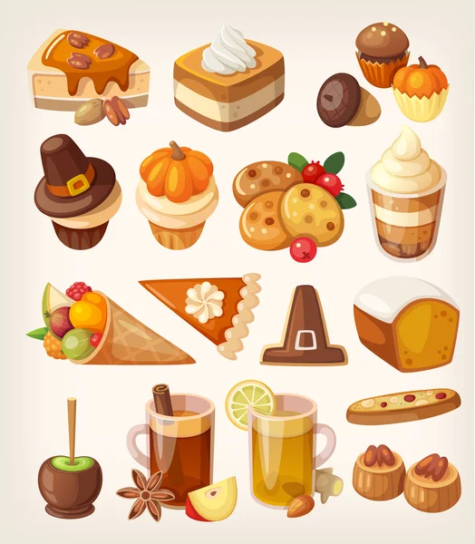 Desserts du jour de Thanksgiving — Image vectorielle