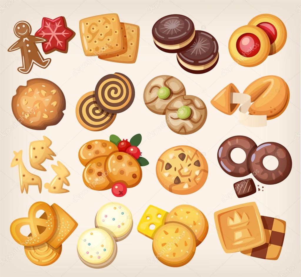 Set of vector cookies.