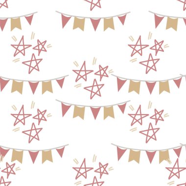 Davetiyelerin dekorasyonu, tebrik kartları, doğum günü partisi posterleri için kusursuz desenler. Vektör illüstrasyonları