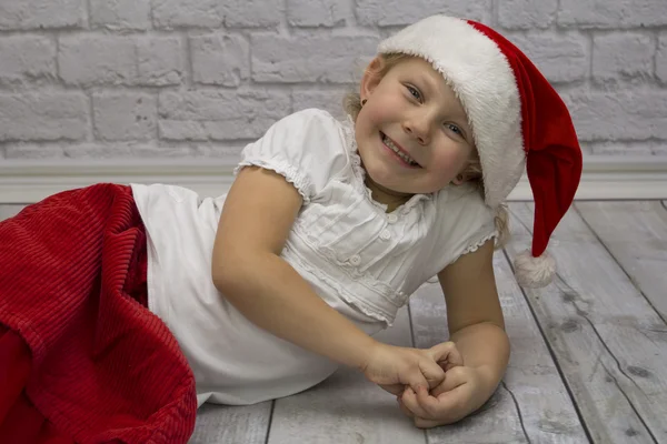 Beauty girl dressed as Santa Claus — Stock Photo, Image