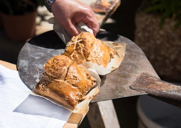Pasteles de queso de Pascua chipriota Flaounes — Foto de Stock