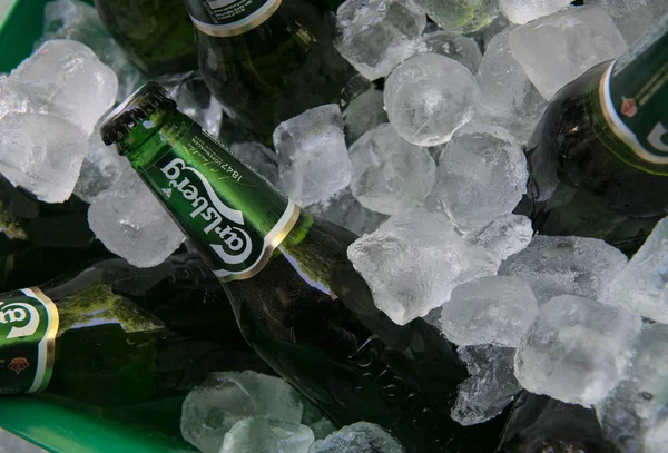 Cerveza Carlsberg sobre hielo — Foto de Stock