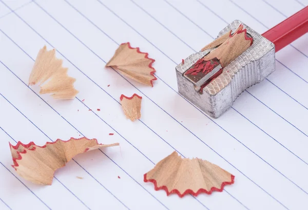 Color red art pencil on a sharpener — Stock Photo, Image