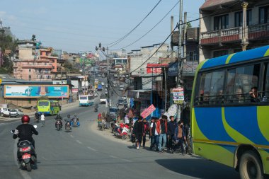 Katmandu Nepal Asya şehrinin şehirleri ve kalabalık sokakları