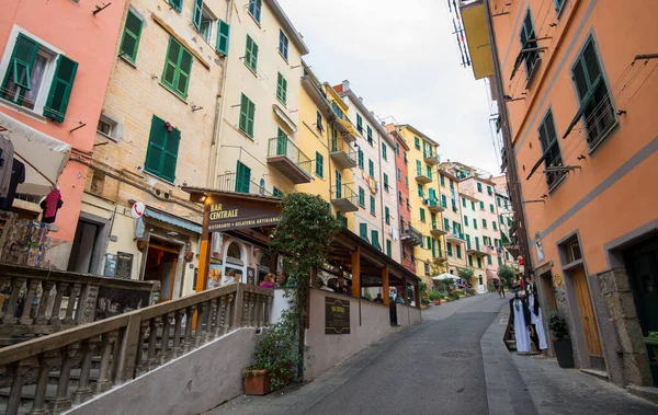 Manarola Talya Ekim 2017 Renkli Evleri Riomaggiore Cinque Terre Liguria — Stok fotoğraf