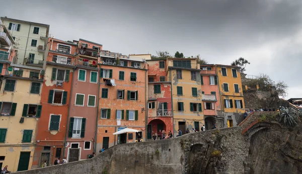 Manarola Italia Octubre 2017 Pintoresco Romántico Pueblo Manarola Con Coloridas —  Fotos de Stock