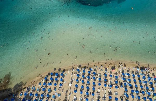Aerial drone photograph of fig tree bay beach. Summer vacations cyprus. — Stock Photo, Image