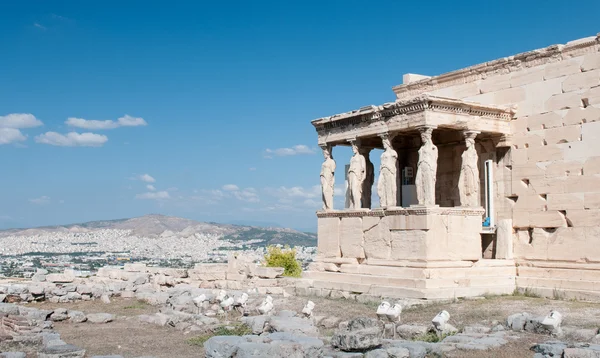 Erechtheion Tapınağı Akropol tepesi, Atina Yunanistan üzerinde. — Stok fotoğraf