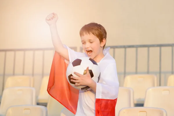 Jongetje - Poolse voetbalfan team — Stockfoto