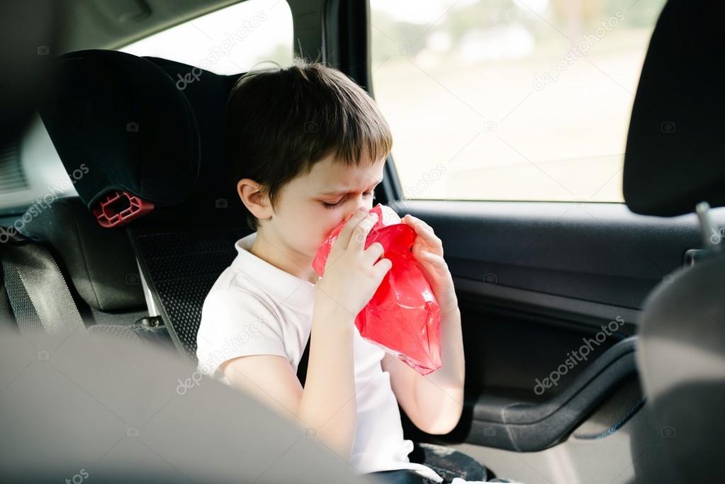 Seven years old child vomiting in car