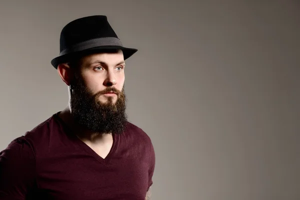 Tattooed bearded hipster guy — Stock Photo, Image