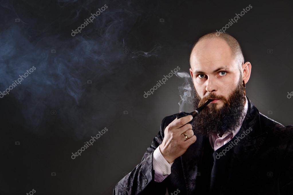 hombre Calvo con barba traje pasado de moda — Fotos de ...