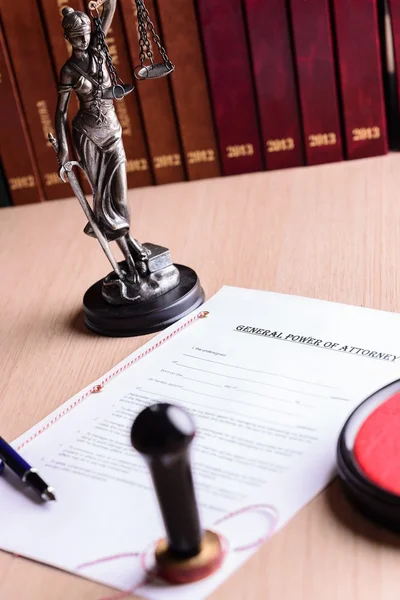 Notary public stamp on signed power of attorney — Stock Photo, Image