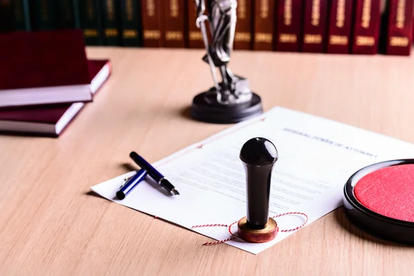 Stamp of the notary on signed power of attorney. — Stock Photo, Image