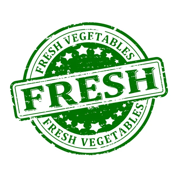 Dommages au vecteur vert rond estampillé - légumes frais — Image vectorielle