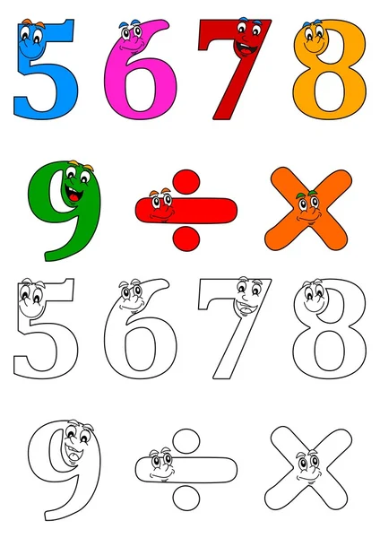 Ler siffror som målarböcker för små barn — Stock vektor