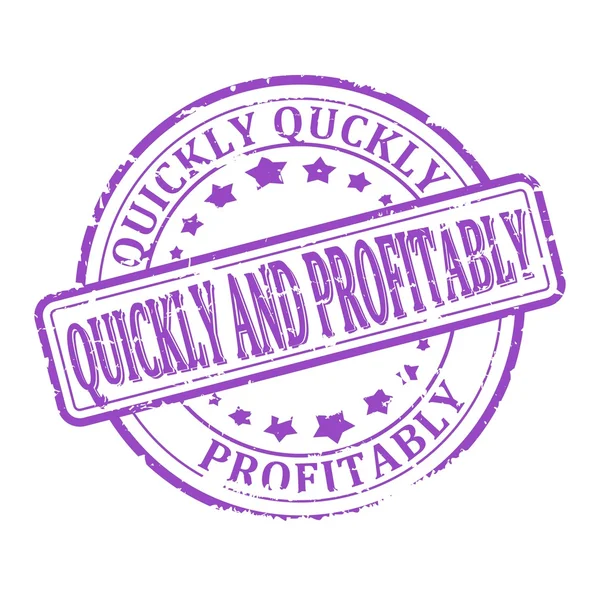 Damaged Round purple stamped - quickly and profitably - vector — Stock Vector