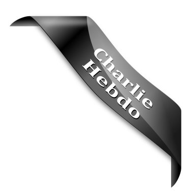 Siyah kurdele Charlie Hebdo yazıt ile