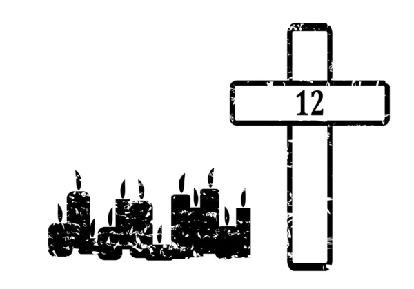 Black Cross with 12 candles — Stock Photo, Image