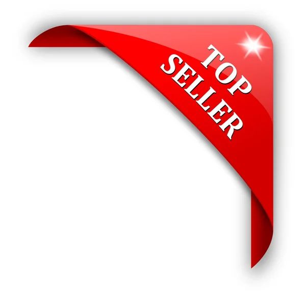 Angolo rosso con il segno top seller — Foto Stock