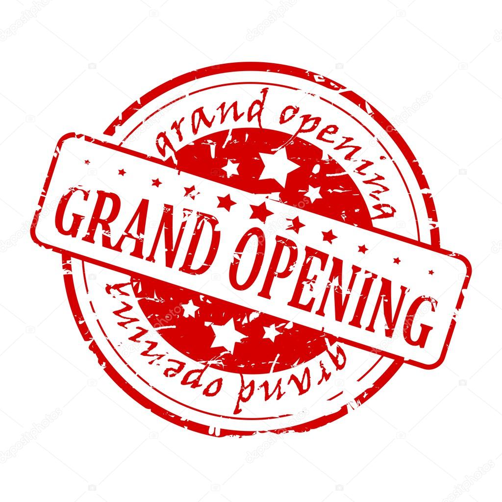 Round red stamp grand opening — Stock Photo © petr73 63388089