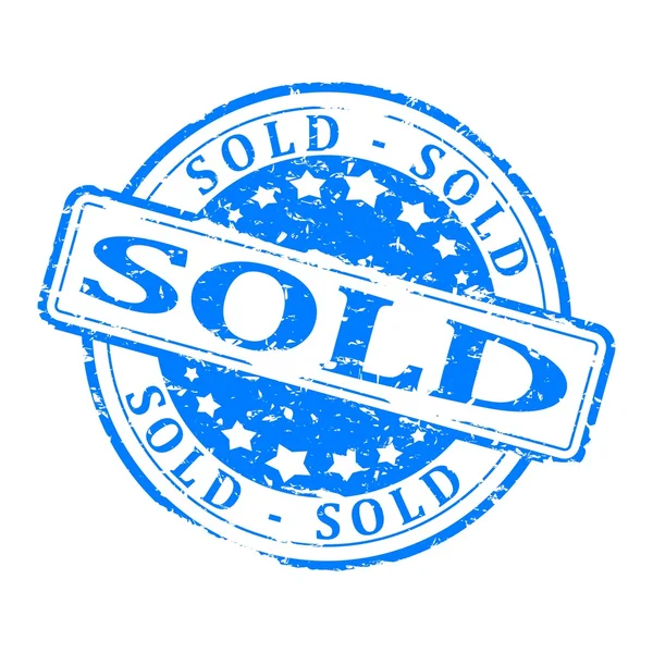 Beschädigte runde blaue Marke - verkauft — Stockfoto