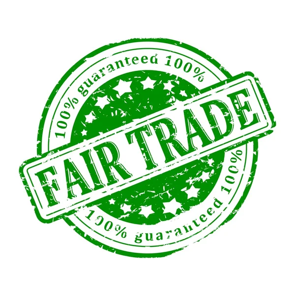 Damage to the green stamp - fair trade — Stock Photo, Image