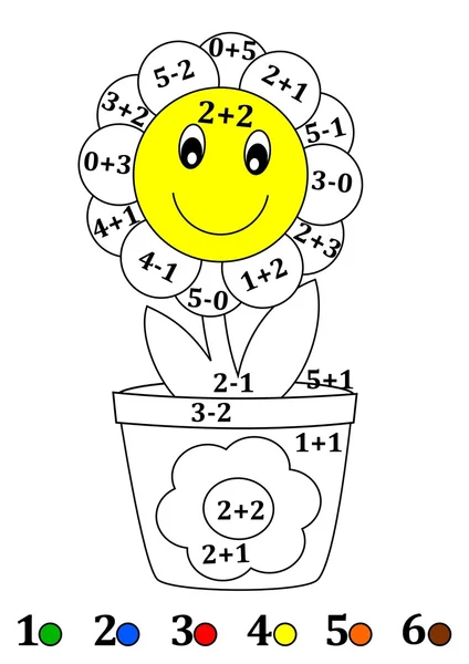 Counting with colors for children - a flower pot, flower — Stock Photo, Image