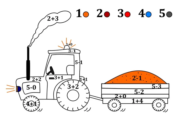 Counting with colors for kids - tractor with train — Stock Photo, Image