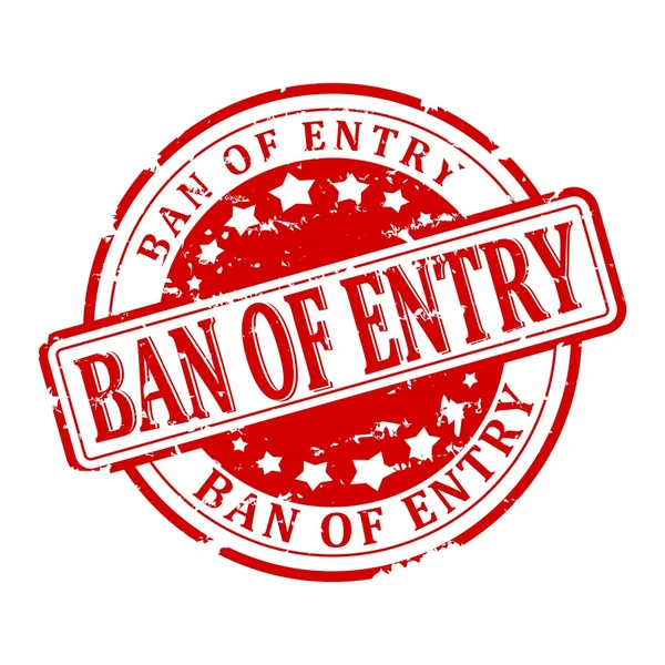 Damaged round red stamped - ban of entry — Stock Photo, Image