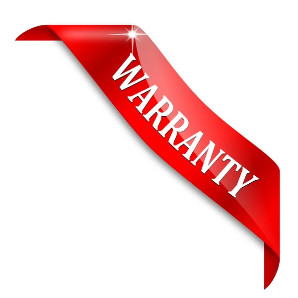 Red ribbon around the corner with the inscription - Warranty — Stock Photo, Image