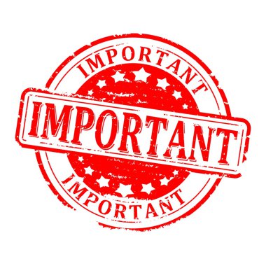 Kelimeler - önemli - çizim ile çizilmiş yuvarlak kırmızı pul