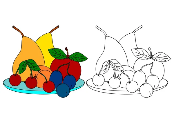 Colorful fruit - coloring book for kids — Stock Photo, Image