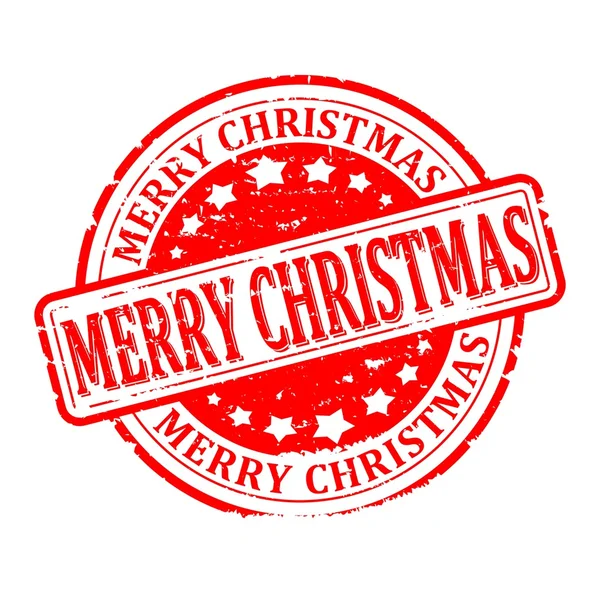 비문-메리 크리스마스-일러스트와 함께 손상 된 둥근 스탬프 — 스톡 사진