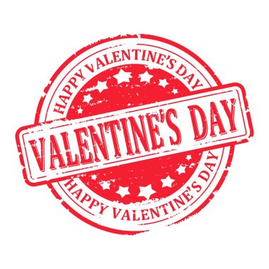 Kelimeler - Happy Valentine's Day - illüstrasyon kırmızı pullar zarar