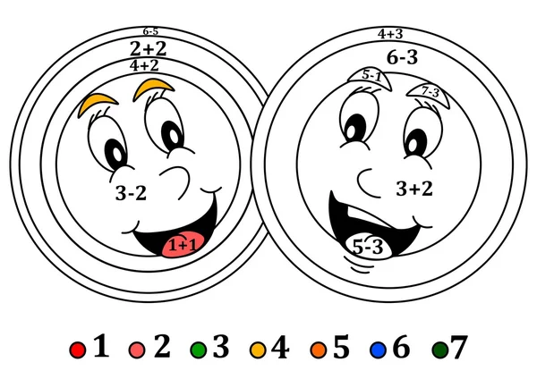 Coloriage comptage pour les petits enfants - souriant têtes colorées — Photo