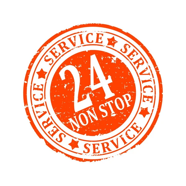Selo redondo danificado com a inscrição - serviço 24 horas sem parar - ilustração — Fotografia de Stock